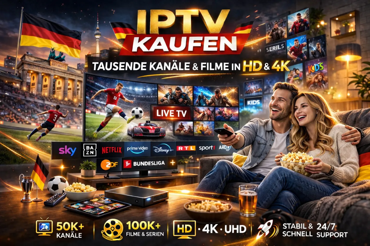 IPTV kaufen in Deutschland – 50.000+ Kanäle in 4K Ultra HD streamen